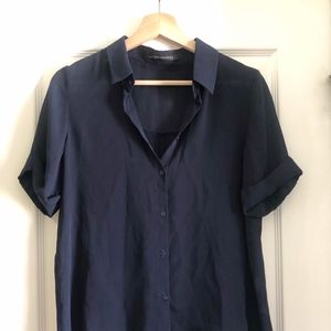 Zara Navy Blue Collared Blouse